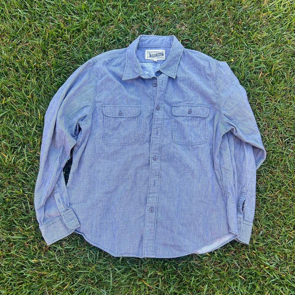Schott Bros. train vtg style xl button up shirt blue striped